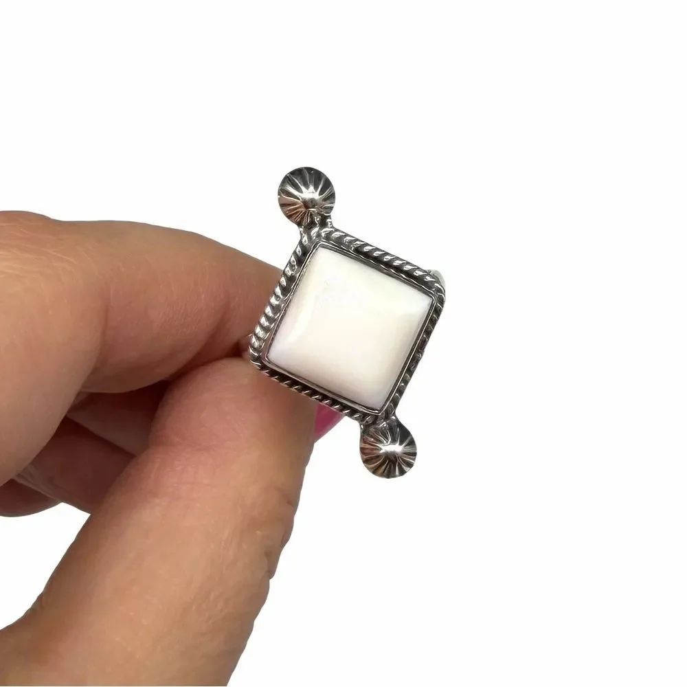 Pink Conch Shell Ring Size 10 Solid 925 Sterling Silver